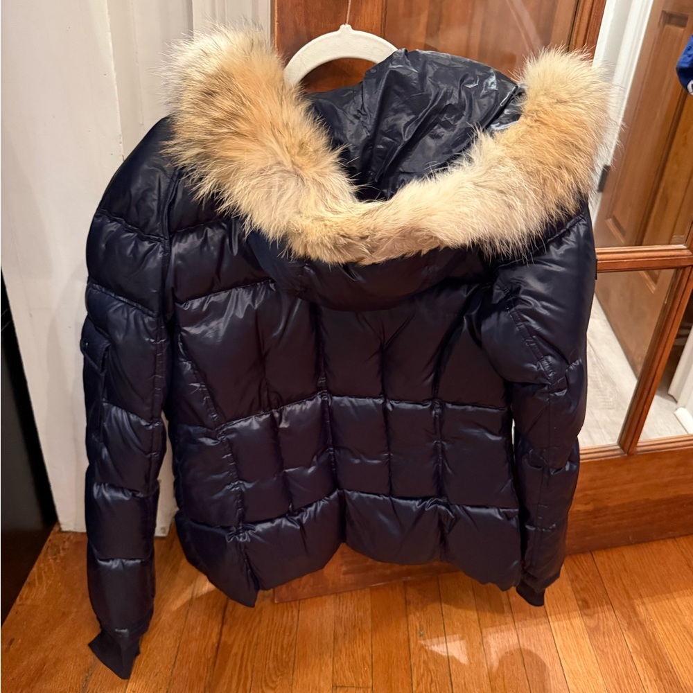 Navy SAM Puffer Jacket with Fur Trim - Picture 2 of 3